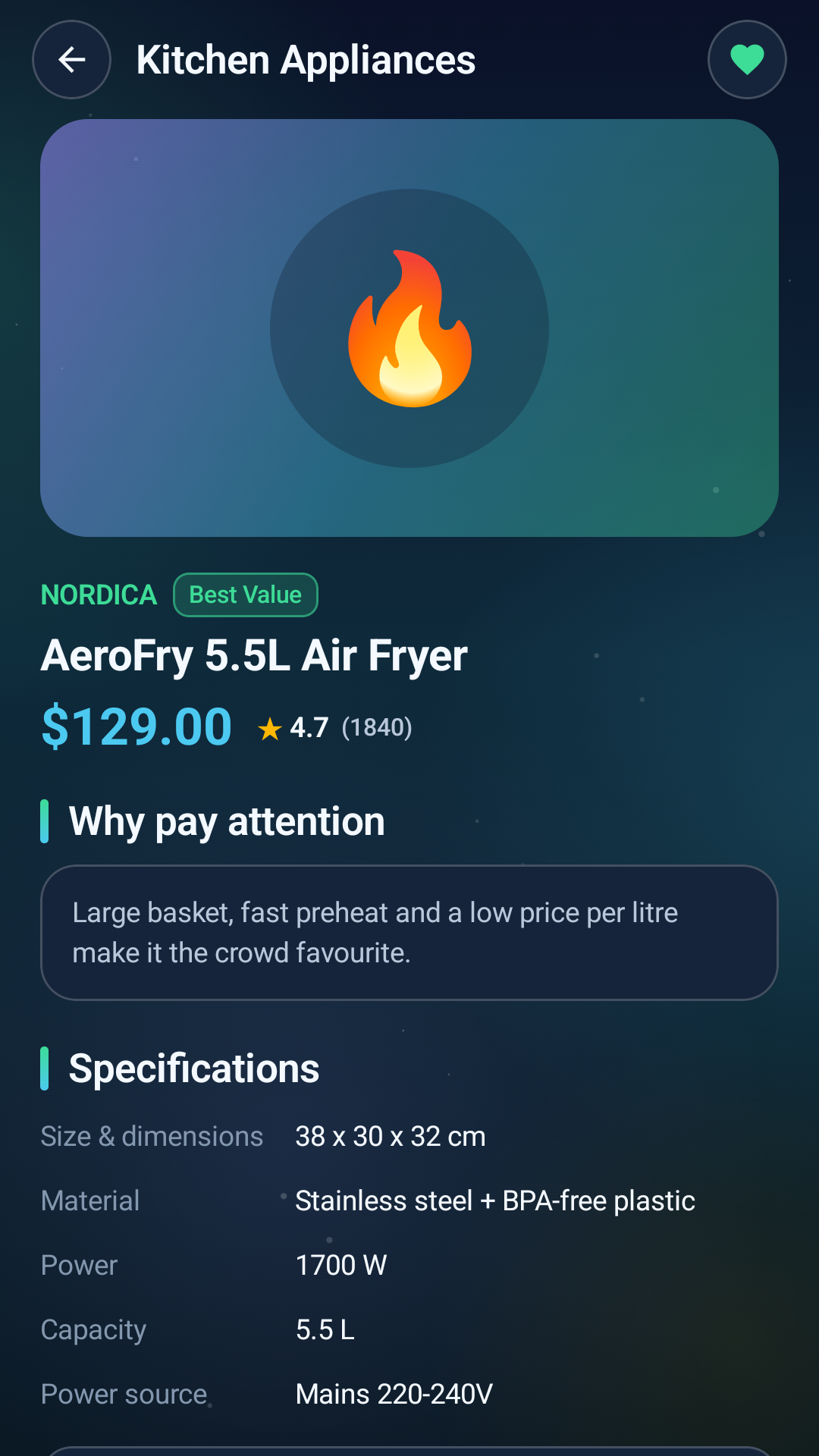 HomeCompare product details screen
